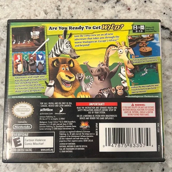 Madagascar: Escape 2 Africa (Nintendo DS, 2008) Complete CIB - Picture 2 of 4